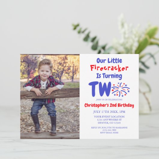 Little Firecracker 2e verjaardag Kaart (Staand voorkant)