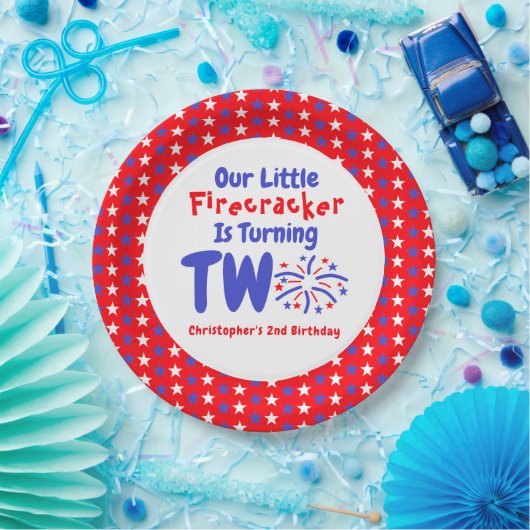 Little Firecracker 2e verjaardag Papieren Bordje (Feest)
