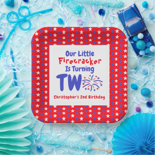 Little Firecracker 2e verjaardag Papieren Bordje (Feest)