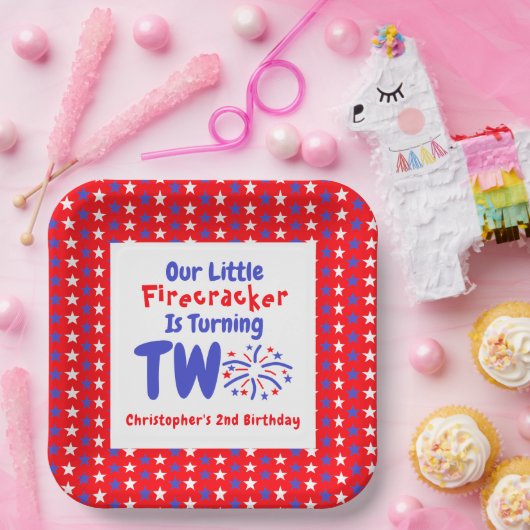 Little Firecracker 2e verjaardag Papieren Bordje (Feest)