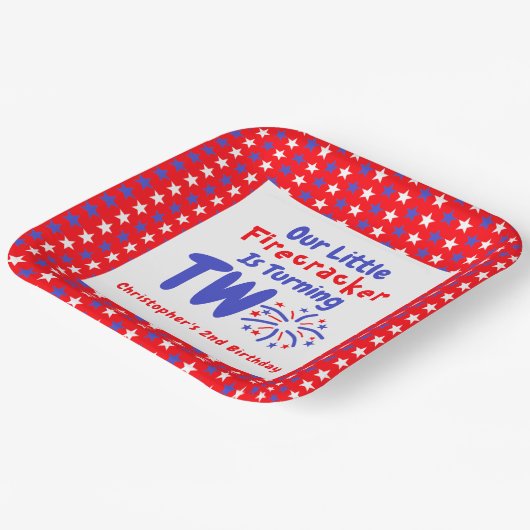 Little Firecracker 2e verjaardag Papieren Bordje (Gebogen)