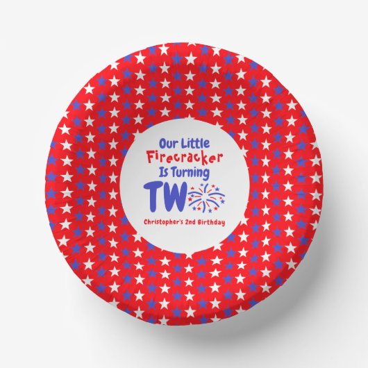 Little Firecracker 2e verjaardag Papieren Kommen (Voorkant)