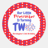 Little Firecracker 2e verjaardag Ronde Sticker (Voorkant)