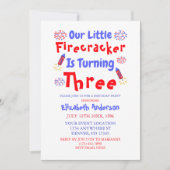 Little Firecracker 3rd Birthday Kaart (Voorkant)