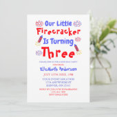 Little Firecracker 3rd Birthday Kaart (Staand voorkant)