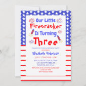 Little Firecracker 3rd Birthday Kaart (Voorkant)