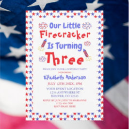 Little Firecracker 3rd Birthday Kaart