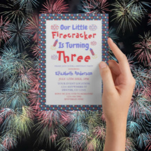 Little Firecracker 3rd Birthday Kaart