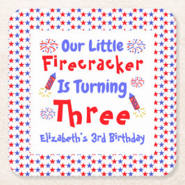 Little Firecracker 3rd Birthday Kartonnen Onderzetters