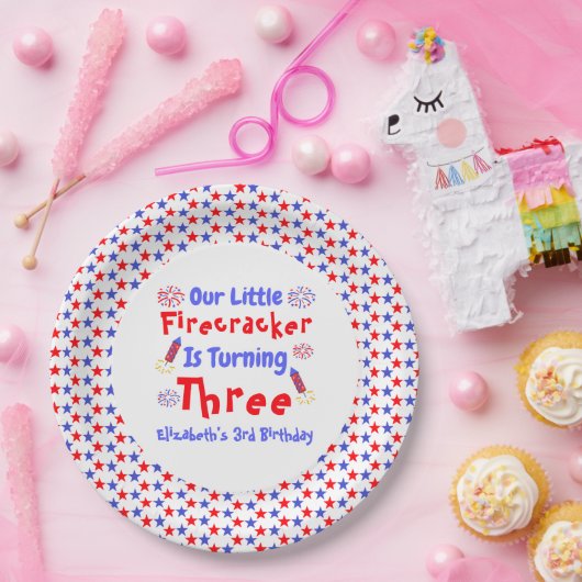 Little Firecracker 3rd Birthday Papieren Bordje (Feest)