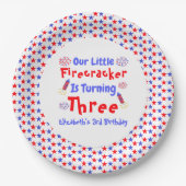 Little Firecracker 3rd Birthday Papieren Bordje (Voorkant)