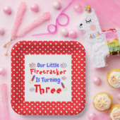 Little Firecracker 3rd Birthday Papieren Bordje (Feest)