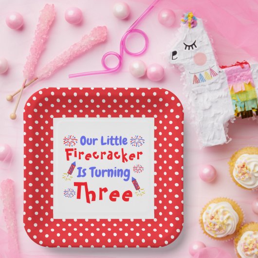 Little Firecracker 3rd Birthday Papieren Bordje (Feest)
