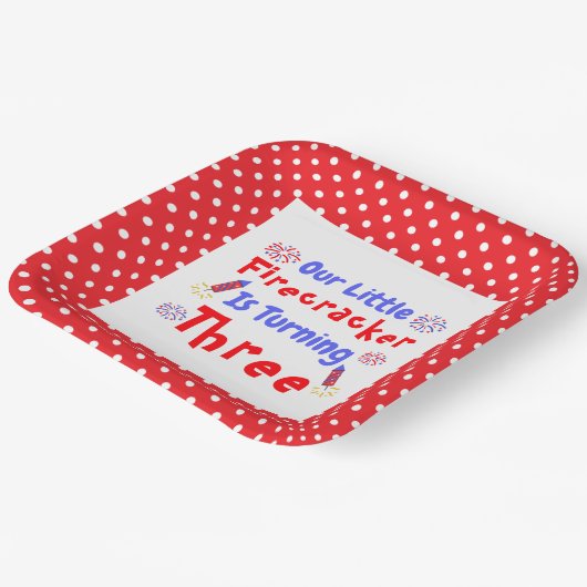 Little Firecracker 3rd Birthday Papieren Bordje (Gebogen)