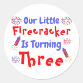 Little Firecracker 3rd Birthday Ronde Sticker (Voorkant)