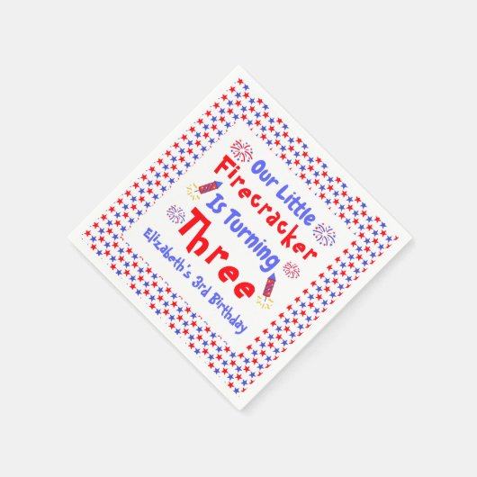Little Firecracker 3rd Birthday Servet (Hoek)