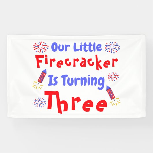 Little Firecracker 3rd Birthday Spandoek (Horizontaal)