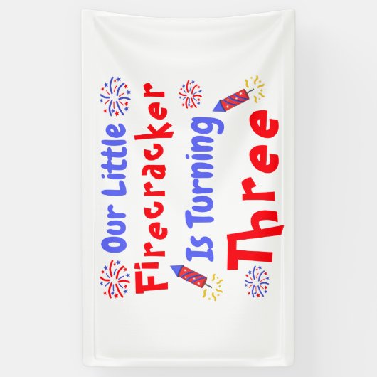 Little Firecracker 3rd Birthday Spandoek (Verticaal)