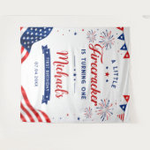 Little Firecracker 4 juli 1e verjaardag banner Wandkleed (Voorkant (horizontaal))