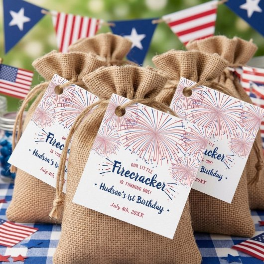 Little Firecracker 4 juli 1e verjaardag Bedankjes Labels
