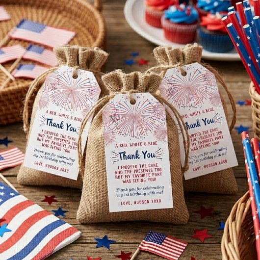 Little Firecracker 4 juli 1e verjaardag Cadeaulabel