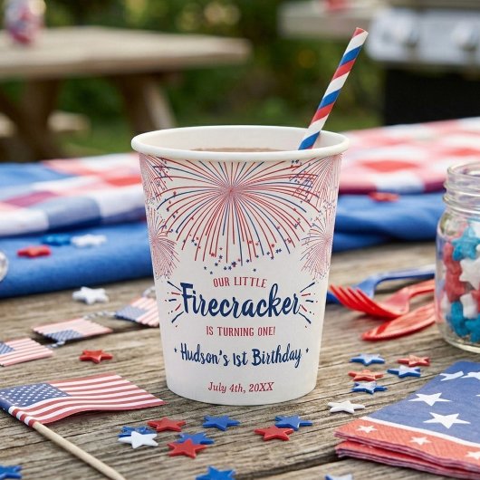 Little Firecracker 4 juli 1e verjaardag Papieren Bekers