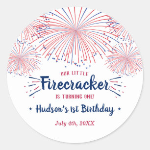 Little Firecracker 4 juli 1e verjaardag Ronde Sticker