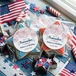 Little Firecracker 4 juli 1e verjaardag Ronde Sticker