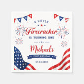 Little Firecracker 4 juli 1e verjaardag Servet (Voorkant)