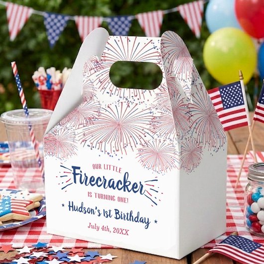 Little Firecracker 4 juli 1e verjaardagsfeestje Bedankdoosjes