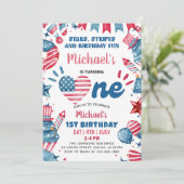 Little Firecracker 4 juli 1e verjaardagsfeestje Kaart (Staand voorkant)