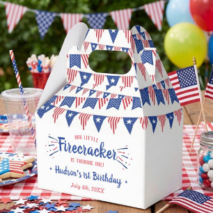 Little Firecracker 4 juli 1e verjaartagsfeestje Bedankdoosjes