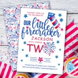 Little Firecracker 4 juli 2 Verjaardagsfeest Kaart