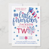 Little Firecracker 4 juli 2 Verjaardagsfeest Kaart (Voorkant)