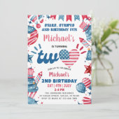 Little Firecracker 4 juli 2e verjaardagsfeestje Kaart (Staand voorkant)