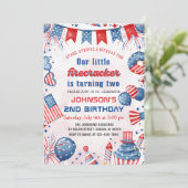 Little Firecracker 4 juli 2e verjaardagsfeestje Kaart (Staand voorkant)