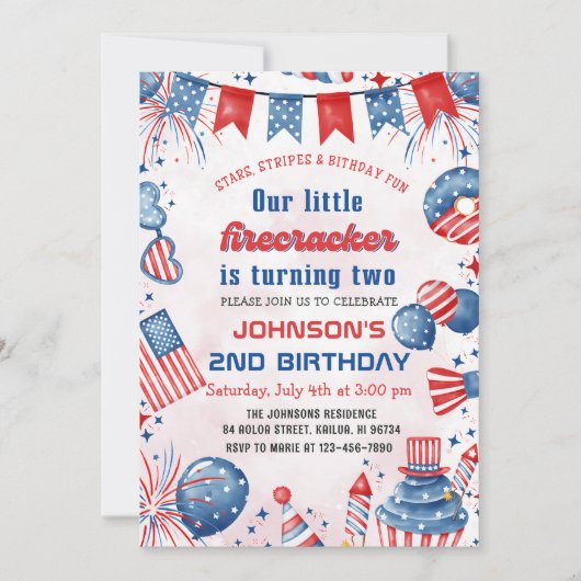 Little Firecracker 4 juli 2e verpartij Kaart (Voorkant)