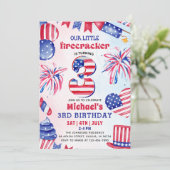 Little Firecracker 4 juli 3e ververjaardagsfeestje Kaart (Staand voorkant)