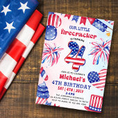 Little Firecracker 4 juli  4e verjaardagsfeestje Kaart