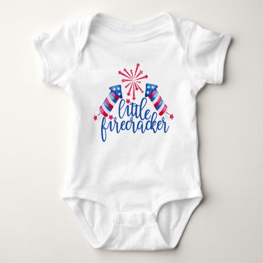 Little Firecracker 4 juli Baby Bodysuit (Voorkant)