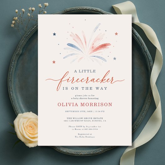 Little Firecracker 4 juli baby shower Kaart