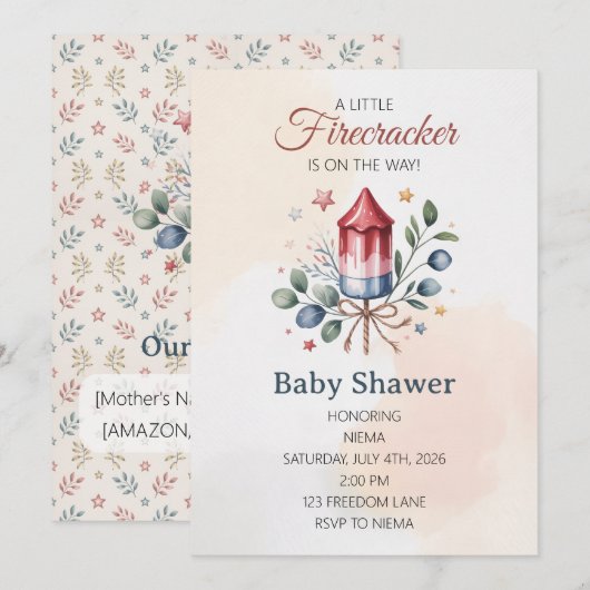 Little Firecracker 4 juli babyborrel Kaart (Voorkant / Achterkant)