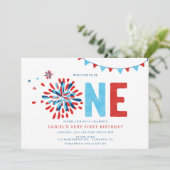 Little Firecracker 4 juli eerste verjaardag Kaart (Staand voorkant)