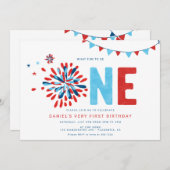 Little Firecracker 4 juli eerste verjaardag Kaart (Voorkant / Achterkant)