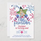 Little Firecracker 4th July Eerste Verjaardag Foto Kaart (Voorkant)