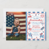Little Firecracker 4th of July 1st Birthday Foto Kaart (Voorkant)
