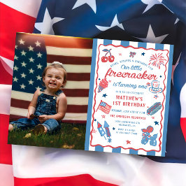 Little Firecracker 4th of July 1st Birthday Foto Kaart