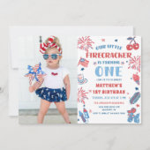 Little Firecracker 4th of July 1st Birthday Foto Kaart (Voorkant)