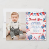 Little Firecracker 4th of July Verjaardag Foto Bedankkaart (Voorkant)
