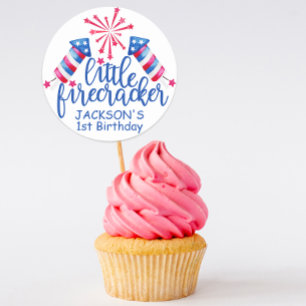 Little Firecracker 4th of July Verjaardagsfeest Fa Ronde Sticker